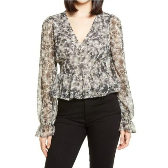 Vero Moda Long Sleeve Floral Blouse Size Medium NWT - Picture 1 of 7